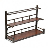 Tea Ware Rack Elegant Accessory Rack with Woven Tray Space Saving Display Stand with Holder for Hosts, Kitchen Countertop