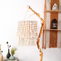 Moroccan Tassel Lamp Ethnic Design Macrame Lampshade Easy to Install for Bedroom