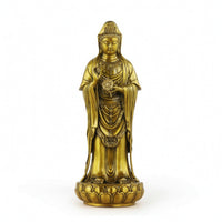 Guanyin Statue with Lotus Pedestal Carved Ornament Buddhist for Buddhists