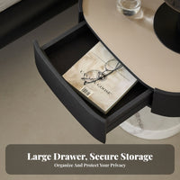 Nightstand with Storage Modern Design Bedroom Furniture Stone-Patterned Top