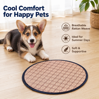 Dog Cooling Mat, Breathable Dog Mat for Pet Bed, Self Cooling Rattan Weave for Hot Summer Days, Brown Woven Plant Fiber
