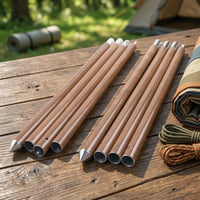 Wood-Grain Tarp Pole with Carrying Bag Compact Segmented Tent Pole Portable Canopy Poles Long-Lasting for Campers