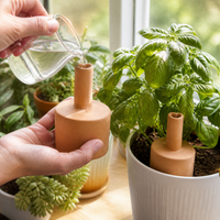Creative Heart-shaped Terracotta Self-Watering Spikes for Potted Plants, Automatic Drip Irrigation for Indoor/Outdoor Gardening