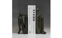 Abstract Figure Bookends Antique-Bronze Sculptures Heavy Duty for Home Office