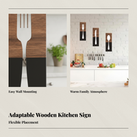 3 Pieces Tableware Plaque Rustic Farmhouse Style Home Decoration Cutlery Pattern Gift Idea for Cafe Owners, Living Room, Hallway