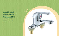 Bathroom Faucet, Double Hole Basin Tap, Brass, Rustproof