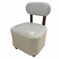 Upholstered Caster Seat with Backrest Easy to Move for Living Room, Kids, Adults