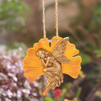 Ginkgo Frond Fairy Sign Detailed Sculpture Fairy Hanging Ornament Outdoor Decor
