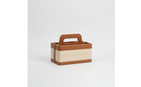 Open-Top Woven Storage Box Rectangular Woven Basket with Handle Compact Divided Basket Bin Decorative for Desktop, Living Room, Vanity
