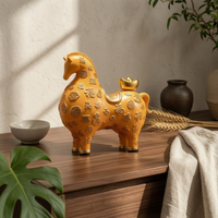 Feng Shui Horse Figurine Desk Display Fortune Horse Ornament Gold Accent
