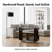 2-Tier Rolling Side Table Multi-Purpose 2-Tier Rolling Trolley for Small Areas