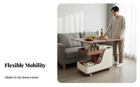 Movable C-Shaped Adjustable Table With casters Household Furniture Space Saving Laptop mobile desk Multi-Functional for Apartment Dwellers, Students, telecommuter Workers, Living Room, Small areas, Bedroom, Home Office