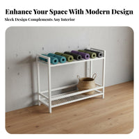Large Capacity Exercise Mat Storage Rack Space-Saving Pilates Mat Organizer Rack Heavy Duty Workout Equipment Organizer Sturdy Construction for Gym, Fitness Club, Home