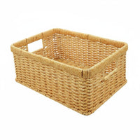 Tabletop Storage Basket Rectangular Woven Storage Basket Rattan-Like for Desktop