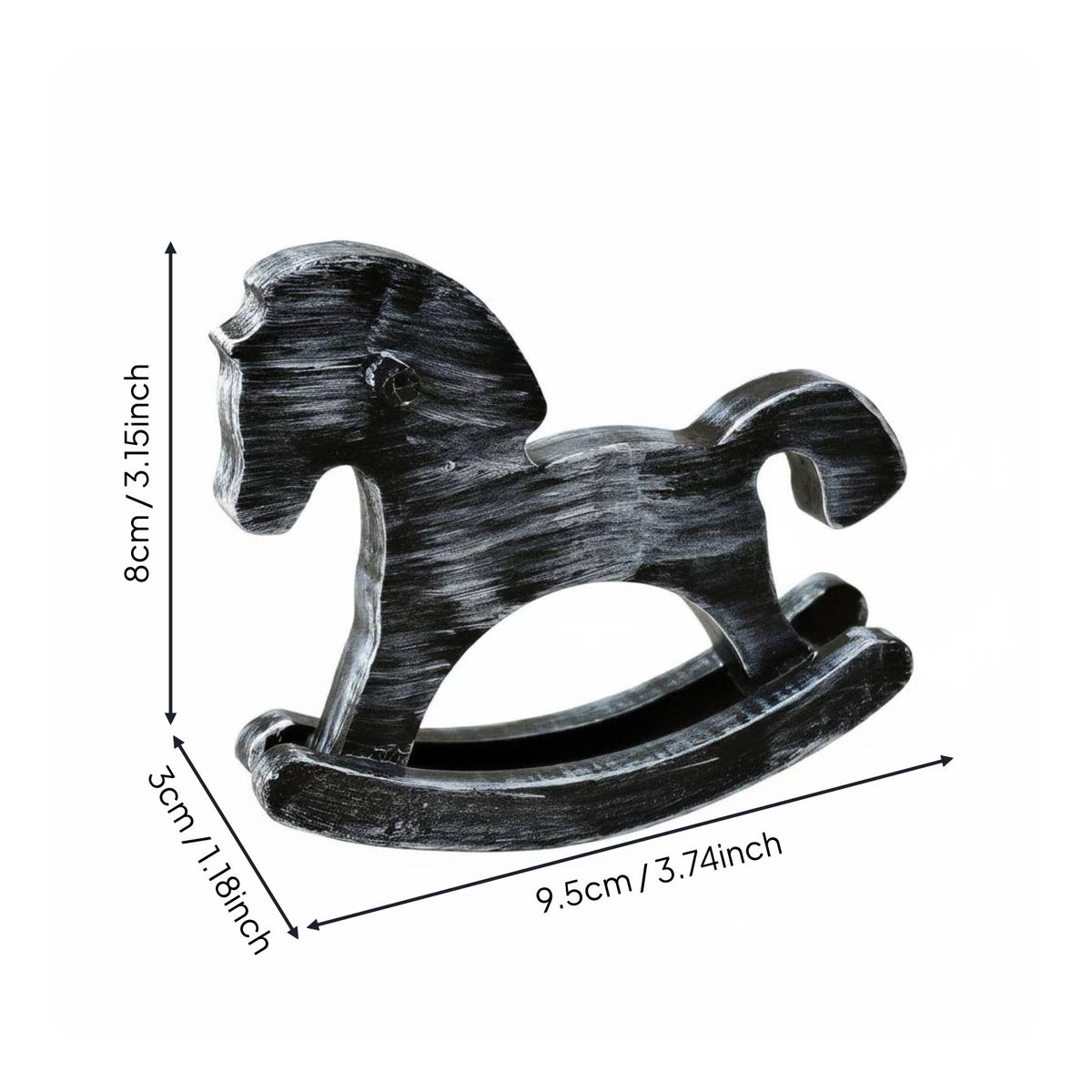 Wooden Rocking Horse Figurine Hand-Painted Finish for Desktop, Bedroom