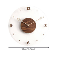 Clock with Walnut Center Modern Wall Clock with Glass Lens Wooden for Homeowners