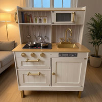 Wooden Play Kitchen Compact Pretend Play Kitchen Small for Kids, Young Children, Playroom, Nursery