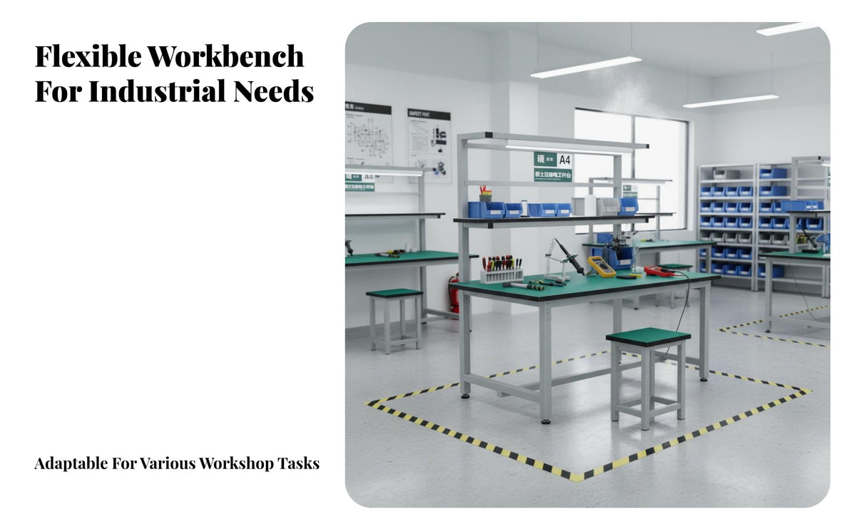 Anti Work Table Carbon Steel Frame Production Line Assembly Stable Surface Structure Electronics Repair Bench for Lab Personnel, Studio, Basement