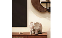 Elephant Figurine Wood-Toned Elephant Statue Auspicious for Tea Table
