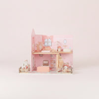 Wooden Dollhouse Pretend Play Dollhouse with Furniture Sturdy Playhouse for Daycare