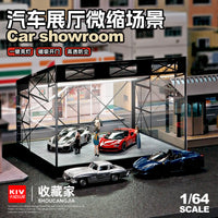 收藏家1:64微缩场景仿真汽车仓库展示收纳送礼亮灯