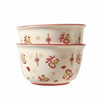 Ceramic Rice Bowl, Cartoon Design, Festive Tableware, Home, Adult