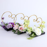 Simulated Rose Floral Arrangement with Diamond Ring and Heart Stand for Weddings and Home Decor