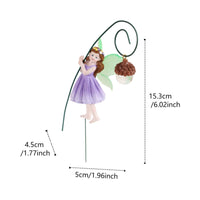 Fairy with Acorn Lantern Stake Glow in the Dark Luminous Fairy Garden Resin Material for Gardeners, Lawn, Patio