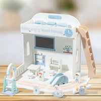 Open-Front Wooden Dollhouse with Furniture Miniature Dollhouse with Furniture Imaginative Pretend Play House Child-Friendly for Toddlers