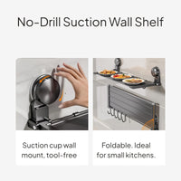 Foldable Suction Kitchen Organizer Rack, Wide Shelf