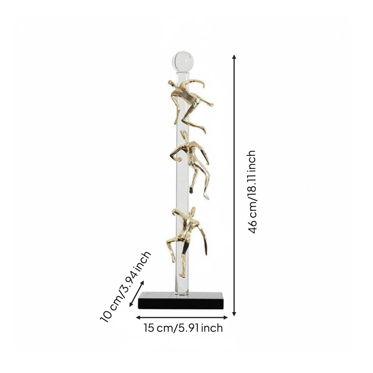 Climbing Man Statue Collectible Abstract Male Figurine Gold Finish for Bookshelf
