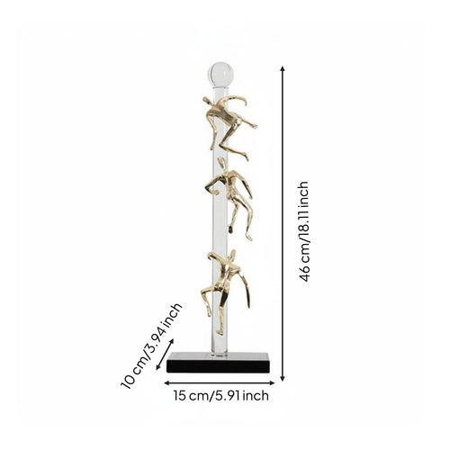 Climbing Man Statue Collectible Abstract Male Figurine Gold Finish for Bookshelf