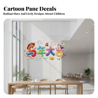 Cute Pony Glass Stickers, 5D Static Clings, Horse Year, Holiday Glass Decor