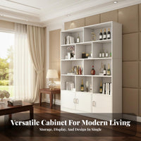 Floor Standing Beverage Cabinet Sturdy Display Shelf Storage Organizer Multi-tier Bookcase Engineered Wood Suitable for Collectors Adults Study Bedroom Living Room Home Decoration