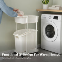 Tiered Rolling Laundry Sorter Water-Resistant Vertical Rolling Hamper for Closet
