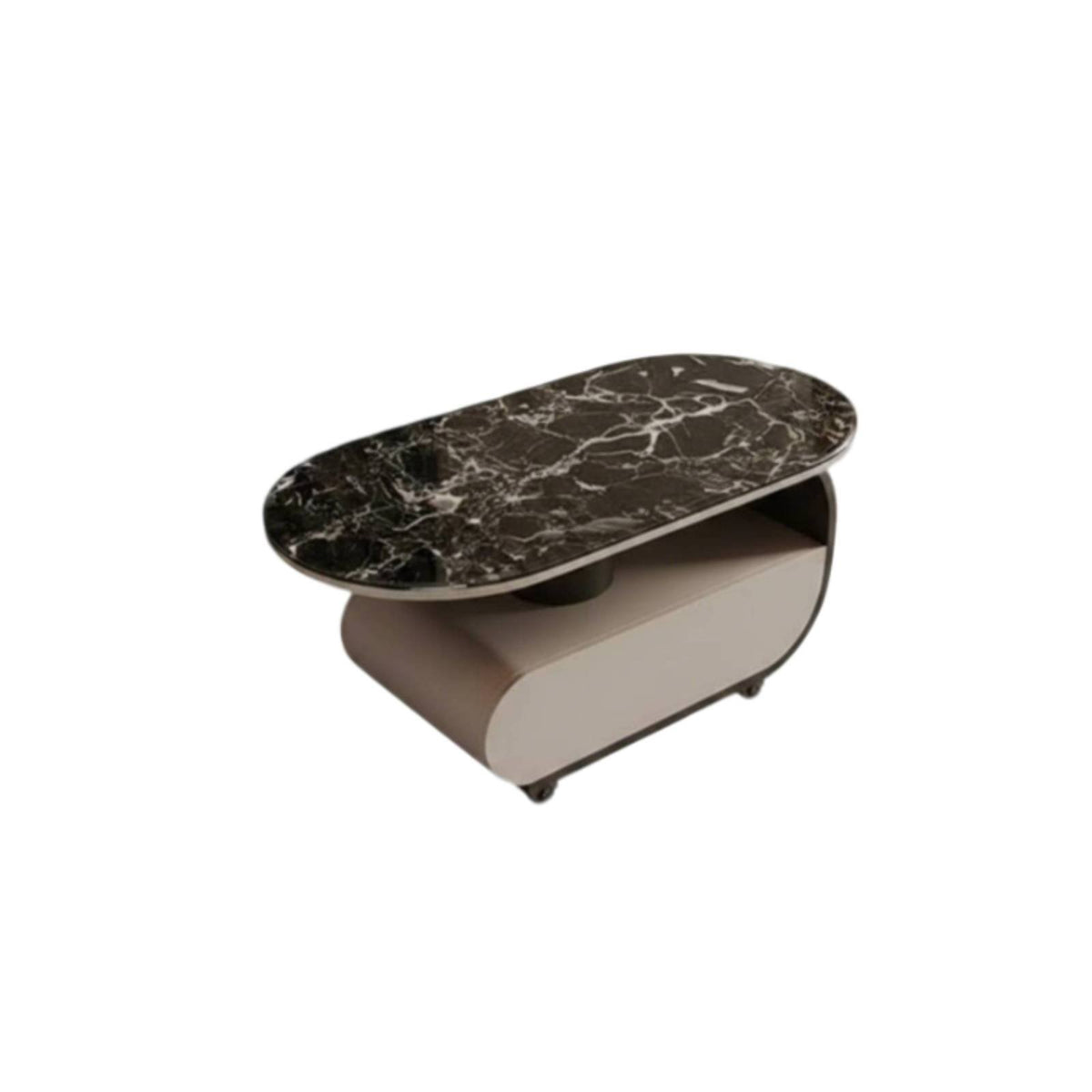 Movable with casters 2-Tier Oval Trolley Light Luxury Aesthetic Mobile Storage Modern Minimalist design Serving Cart space-saving Design for Apartment Dwellers, Interior Designers, Office Workers, Living Room, Bedroom, Kitchen, Balcony