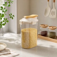 Moisture-Resistant Grain Storage Container with Lid Transparent Food Dispenser with Pouring Spout Airtight Food Storage Container with Lids Compact for Cabinet