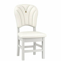 Armless Wood Chair Modern Design Wooden Chair with Cutout Handle Sturdy Construction White Finish for Residents, Students