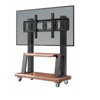 Floor TV Stand with Wheels Heavy Duty Mobile TV Cart Adjustable Viewing Carbon Steel Frame Sleek Wood Finish Suitable for Outdoor Conference Room Showcase Show Home Decoration