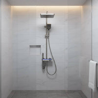 Solid Brass Valve Thermostatic Shower System Modern Design Digital Thermostatic Shower System Hydro-Powered 4-Function Push Buttons for Elderly, Kids, Hotel