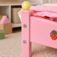 Wooden Doll Bed Decorative Pretend Play Bed Small Furniture Sturdy Eco-Friendly for Children