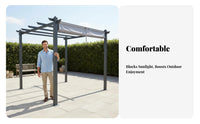 Easy Assembly Retractable Canopy Pergola Sturdy Construction Climbing Vine Vine Trellis Weather Resistant Metal Frame Gazebo Protection for Homeowners, Entertainers, Courtyard, Backyard, Poolside, Barbecues