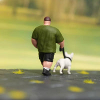 Dog Walking Figurine Realistic Painted Mini Figure Display Decoration