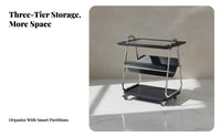2-Tier Rolling Trolley Retro Design Side Table Space Saving for Bedroom, Kitchen
