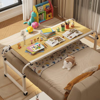 Adjustable Overbed Desk Multi-Functional Cross Bed Study Table Mobile Bed Table Easy Assembly Rolling Laptop Cart for Dorm Room