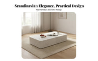 Minimalist design Oval Coffee Table with Drawers glossy Lacquer Finish Home Furnishing Creamy off-white Color Room Furniture Spacious Storage for Apartment Dwellers, Homeowners, Families, Lounge Area, Office, Bedroom