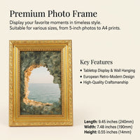 Photo Frame with Vintage Gold Design for Home Decor, Family Picture for Children's Art