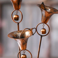 Garden Stake with Bells Rusted Metal Flower Stake Bronze-Copper for Gardeners
