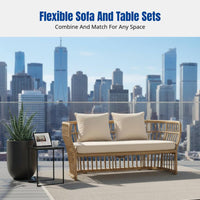 Outdoor Rattan Sofa, Garden Patio Furniture, Waterproof & Sun-Resistant, Modern Wicker Couch, Aluminum Frame
