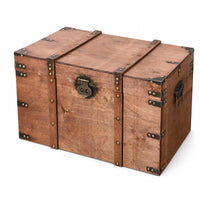 Wooden Storage Chest House Decoration Hinged Lid Side Handles for Home Display